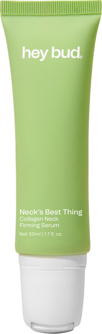 Hey Bud Neck's Best Thing collagen neck firming serum tube with its roller applicator